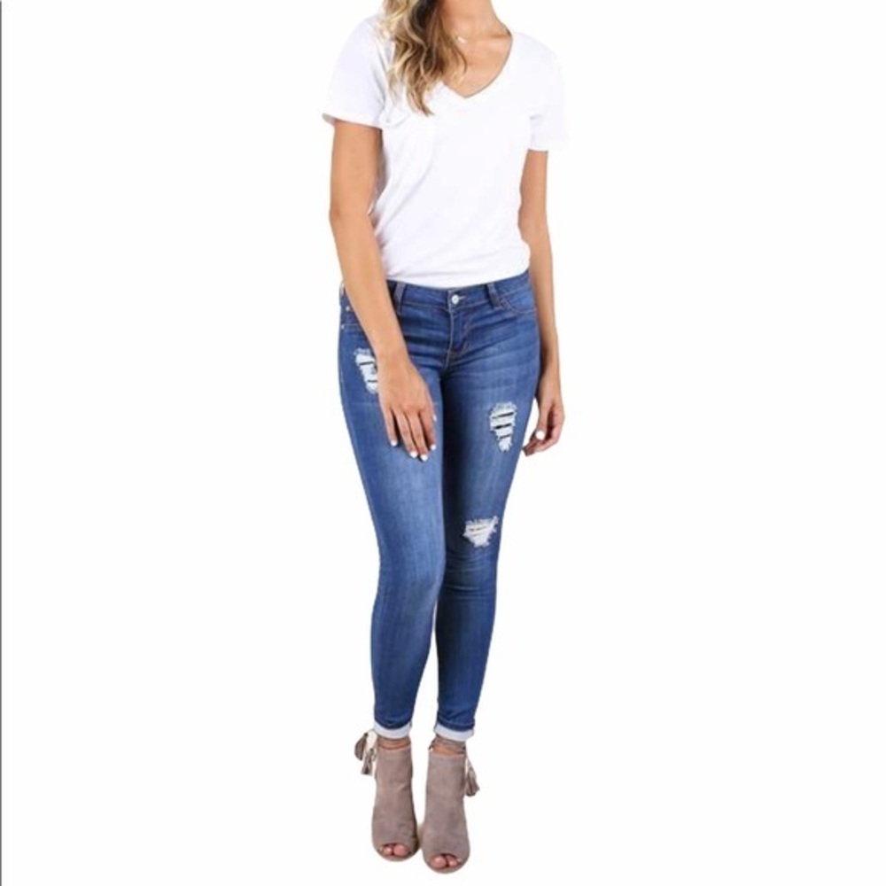 Altar'd State sz 7 blue distressed jeans jeggings
